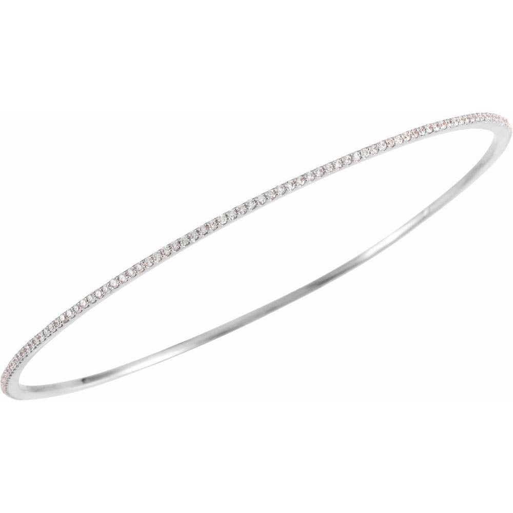 Alternate view of the 1.4mm 14k Yellow, White or Rose Gold 1 Ctw Diamond Bangle Bracelet by The Black Bow Jewelry Co.