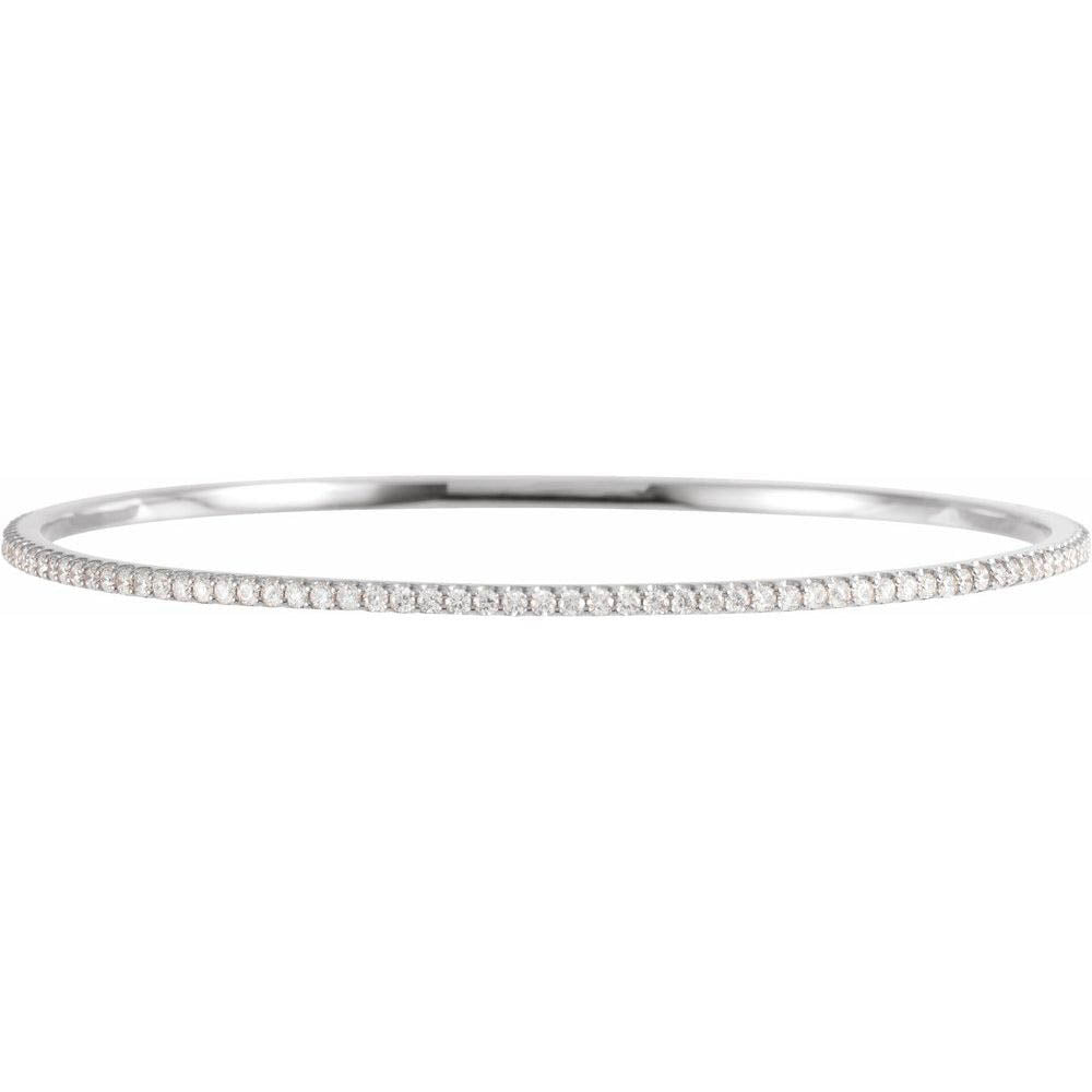Alternate view of the 2.25mm 14k White Gold 2 Ctw Diamond Stackable Bangle Bracelet, 8 Inch by The Black Bow Jewelry Co.