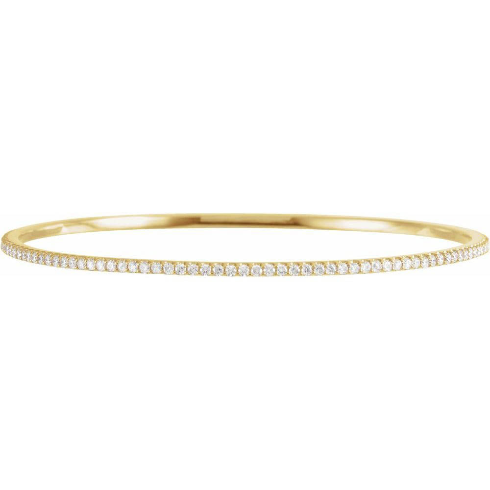Alternate view of the 2.25mm 14k Yellow Gold 2 Ctw Diamond Stackable Bangle Bracelet, 8 Inch by The Black Bow Jewelry Co.
