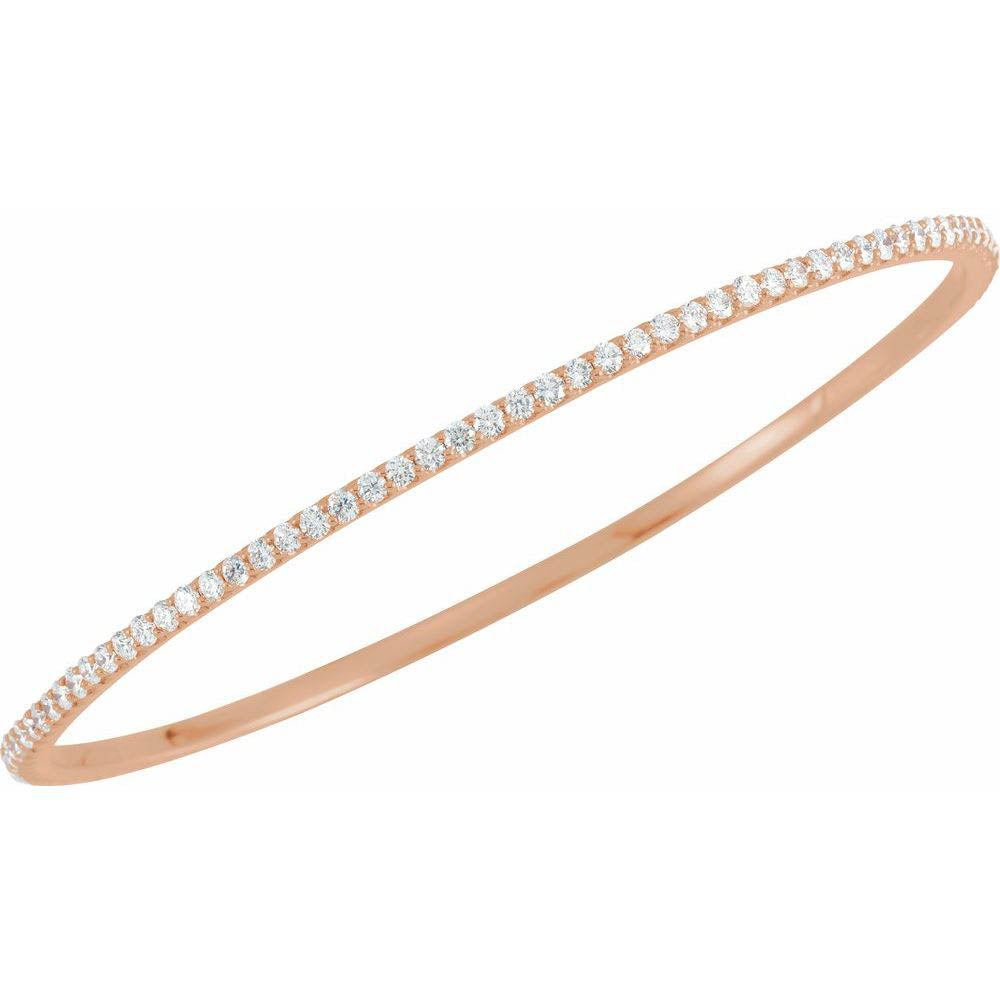 2.25mm 14k Yellow, White or Rose Gold 3 Ctw Diamond Bangle Bracelet, Item B15711 by The Black Bow Jewelry Co.
