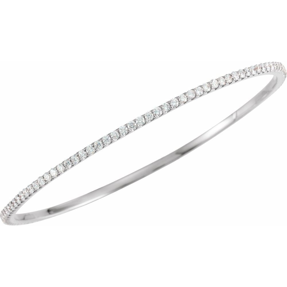 Alternate view of the 2.25mm 14k Yellow, White or Rose Gold 3 Ctw Diamond Bangle Bracelet by The Black Bow Jewelry Co.