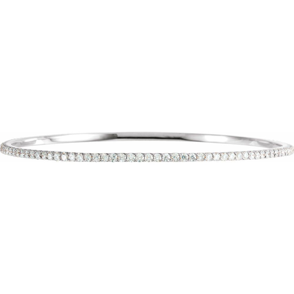 Alternate view of the 2.25mm 14k White Gold 3 Ctw Diamond Stackable Bangle Bracelet, 8 Inch by The Black Bow Jewelry Co.