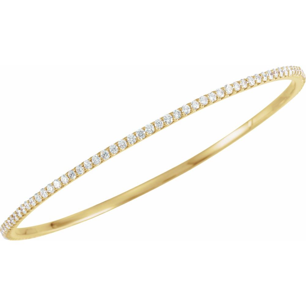 Alternate view of the 2.25mm 14k Yellow, White or Rose Gold 3 Ctw Diamond Bangle Bracelet by The Black Bow Jewelry Co.