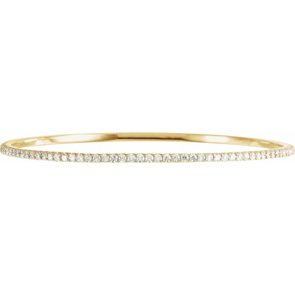 Alternate view of the 2.25mm 14k Yellow Gold 3 Ctw Diamond Stackable Bangle Bracelet, 8 Inch by The Black Bow Jewelry Co.