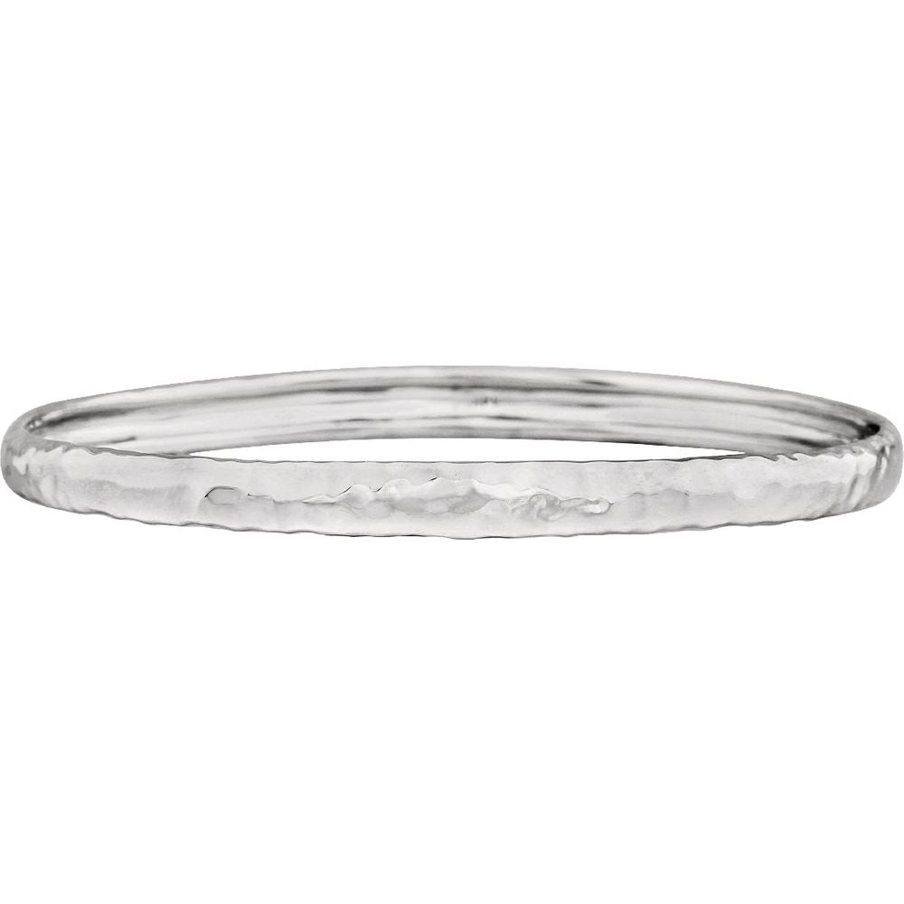 Alternate view of the 5mm 14k White Gold Solid Hammered Bangle Bracelet, 7.5 Inch by The Black Bow Jewelry Co.