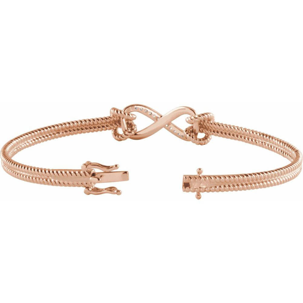Alternate view of the 14k Rose Gold 1/8 Ctw Diamond Infinity Bangle Bracelet, 7.5 Inch by The Black Bow Jewelry Co.