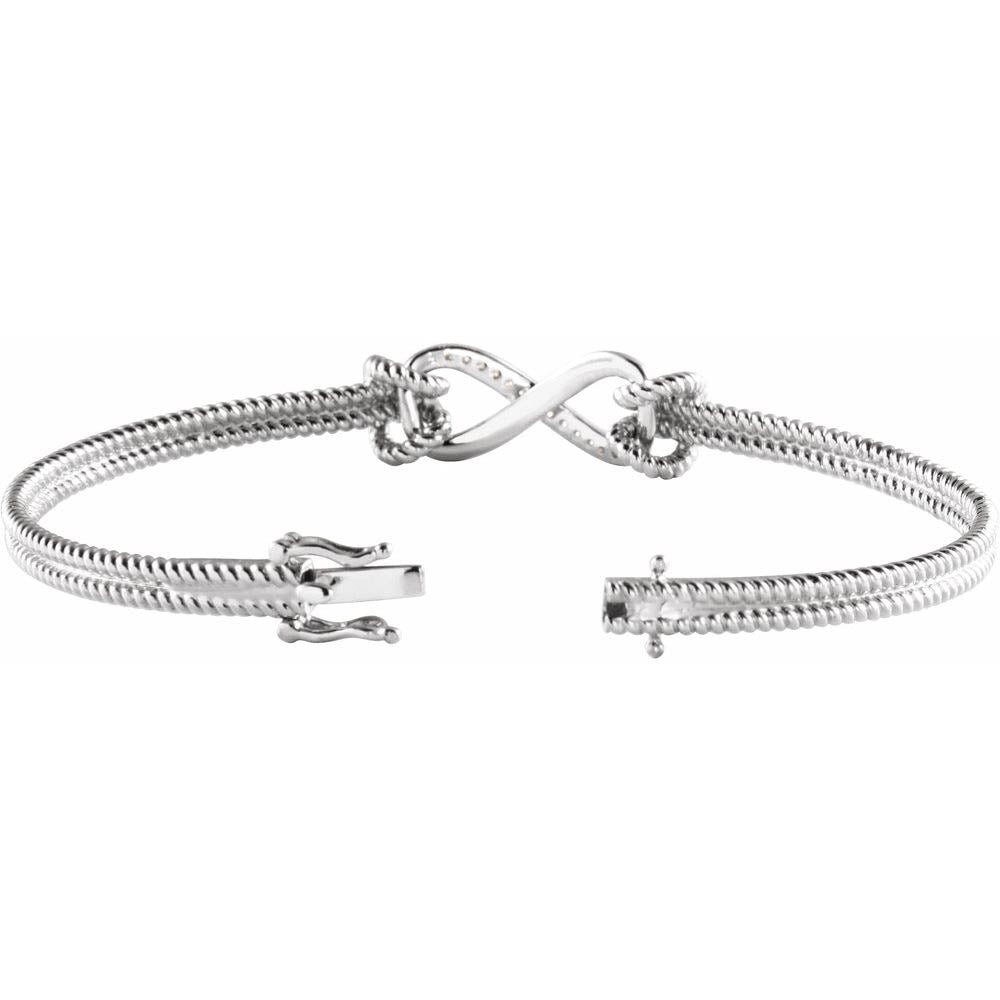 Alternate view of the 14k Yellow Gold 1/8 Ctw Diamond Infinity Bangle Bracelet, 7.5 Inch by The Black Bow Jewelry Co.