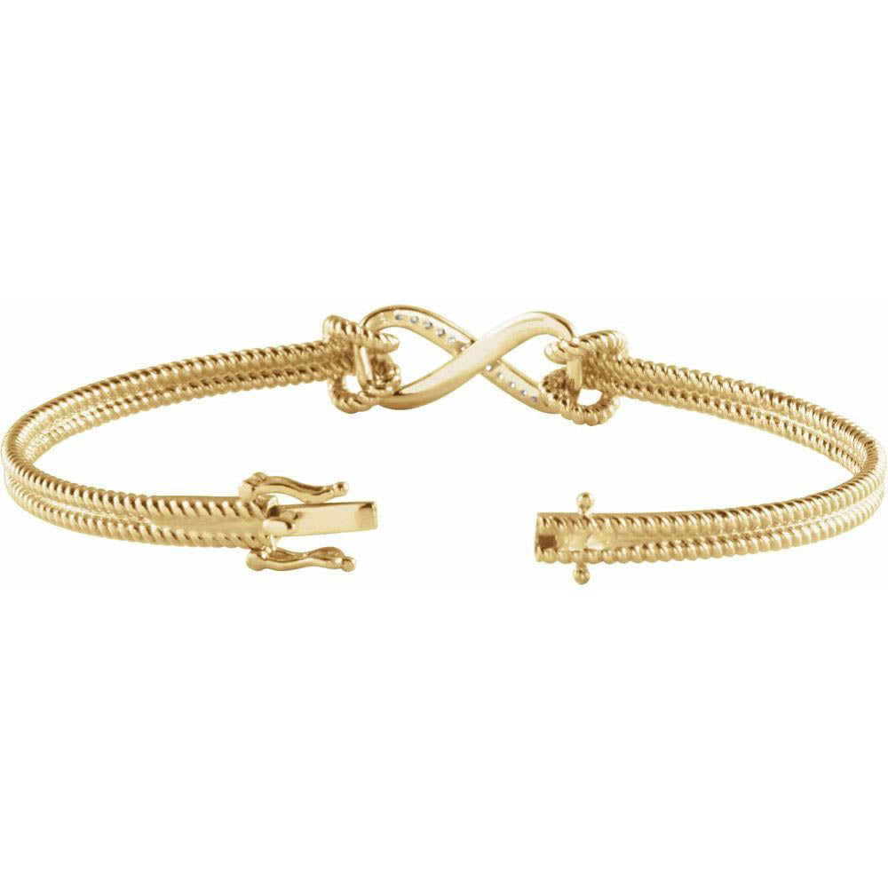Alternate view of the 14k White Gold 1/8 Ctw Diamond Infinity Bangle Bracelet, 7.5 Inch by The Black Bow Jewelry Co.