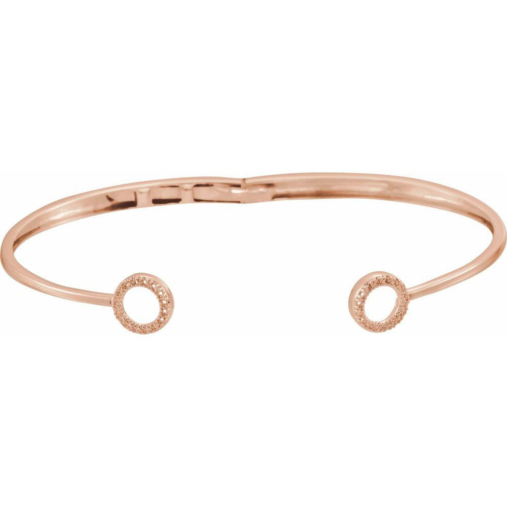 Alternate view of the 14k Rose Gold 1/8 Ctw Diamond Circle Hinged Cuff Bracelet, 7 Inch by The Black Bow Jewelry Co.