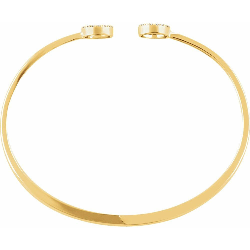 Alternate view of the 14k Yellow Gold 1/8 Ctw Diamond Circle Hinged Cuff Bracelet, 7 Inch by The Black Bow Jewelry Co.
