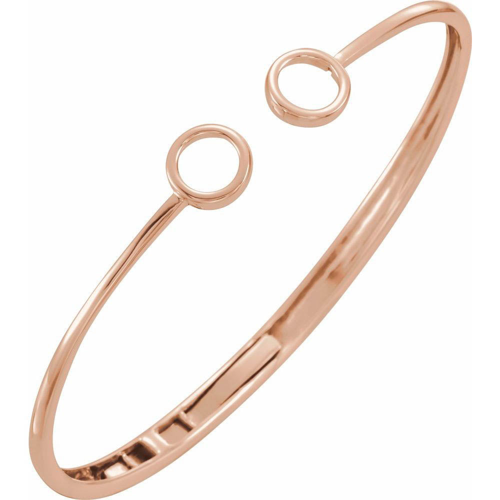 14k Yellow, White or Rose Gold Hinged Circle Cuff Bracelet, 7 Inch, Item B15718 by The Black Bow Jewelry Co.