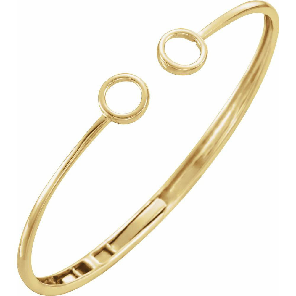 Alternate view of the 14k Yellow, White or Rose Gold Hinged Circle Cuff Bracelet, 7 Inch by The Black Bow Jewelry Co.
