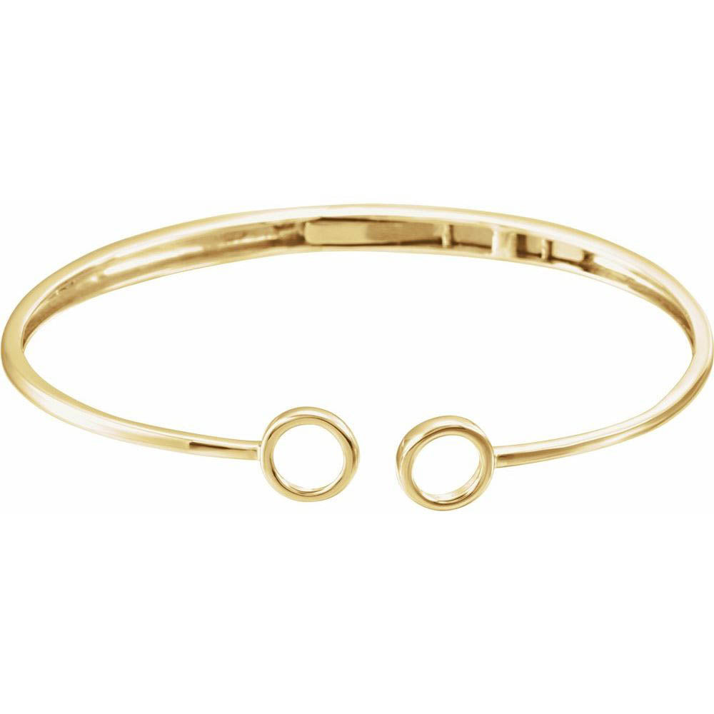 Alternate view of the 14k Yellow Gold Hinged Circle Cuff Bracelet, 7 Inch by The Black Bow Jewelry Co.