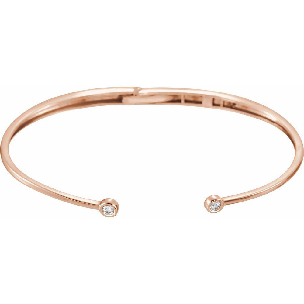 Alternate view of the 14k Rose Gold 1/6 Ctw Diamond Hinged Cuff Bracelet, 7 Inch by The Black Bow Jewelry Co.