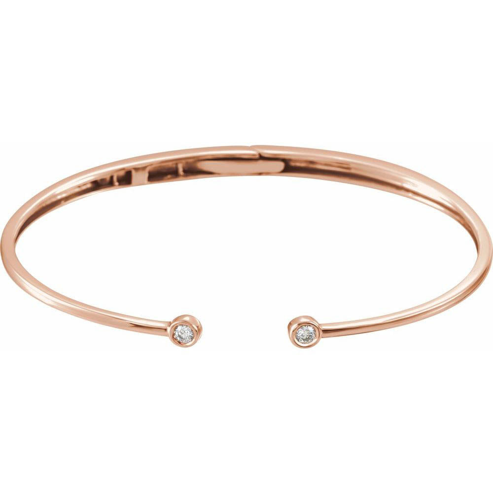 Alternate view of the 14k Rose Gold 1/6 Ctw Diamond Hinged Cuff Bracelet, 7 Inch by The Black Bow Jewelry Co.