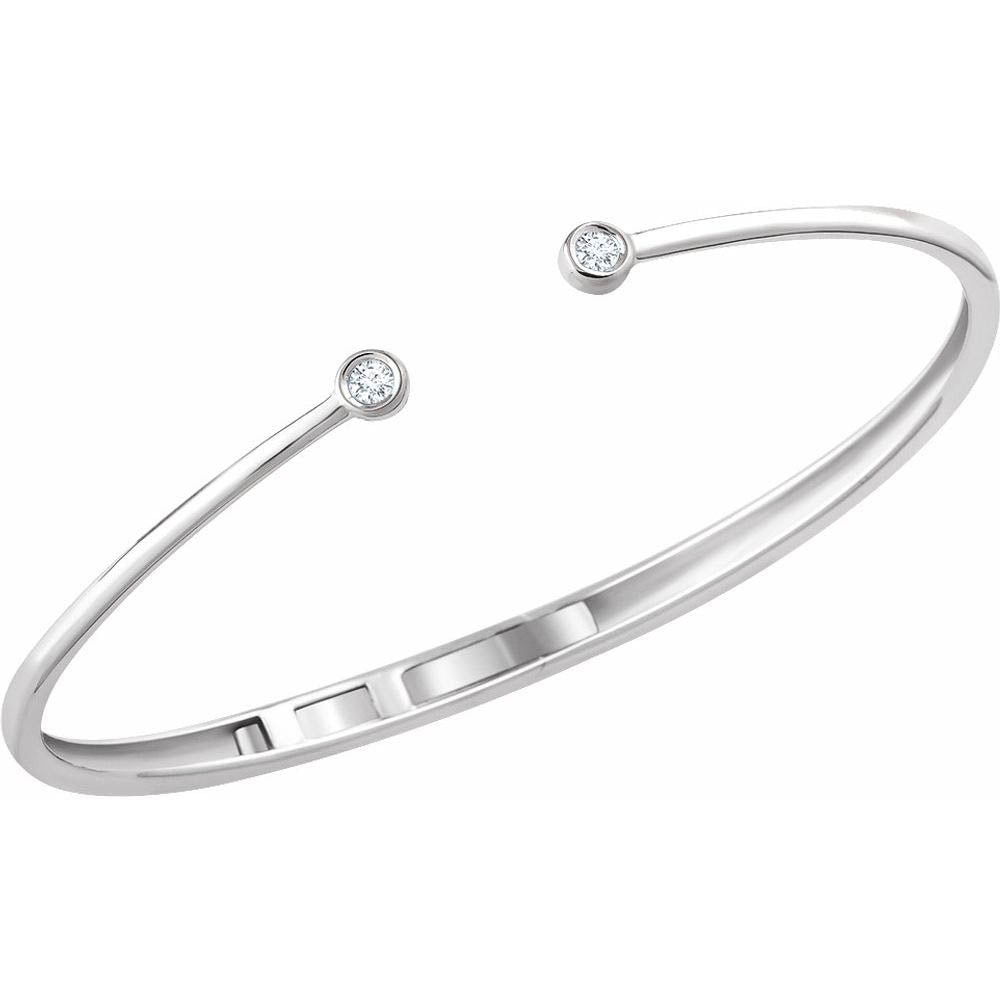 Alternate view of the 14k Yellow, White or Rose Gold Diamond Hinged Cuff Bracelet, 7 Inch by The Black Bow Jewelry Co.