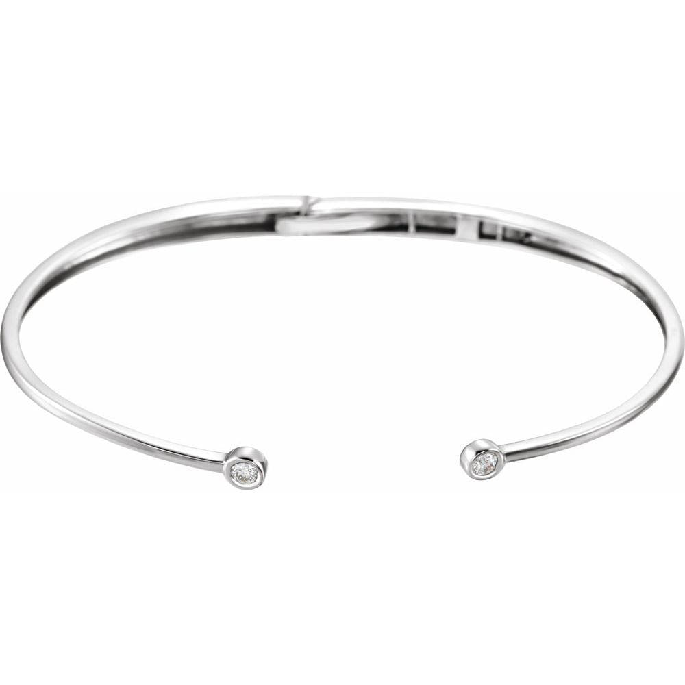 Alternate view of the 14k White Gold 1/6 Ctw Diamond Hinged Cuff Bracelet, 7 Inch by The Black Bow Jewelry Co.