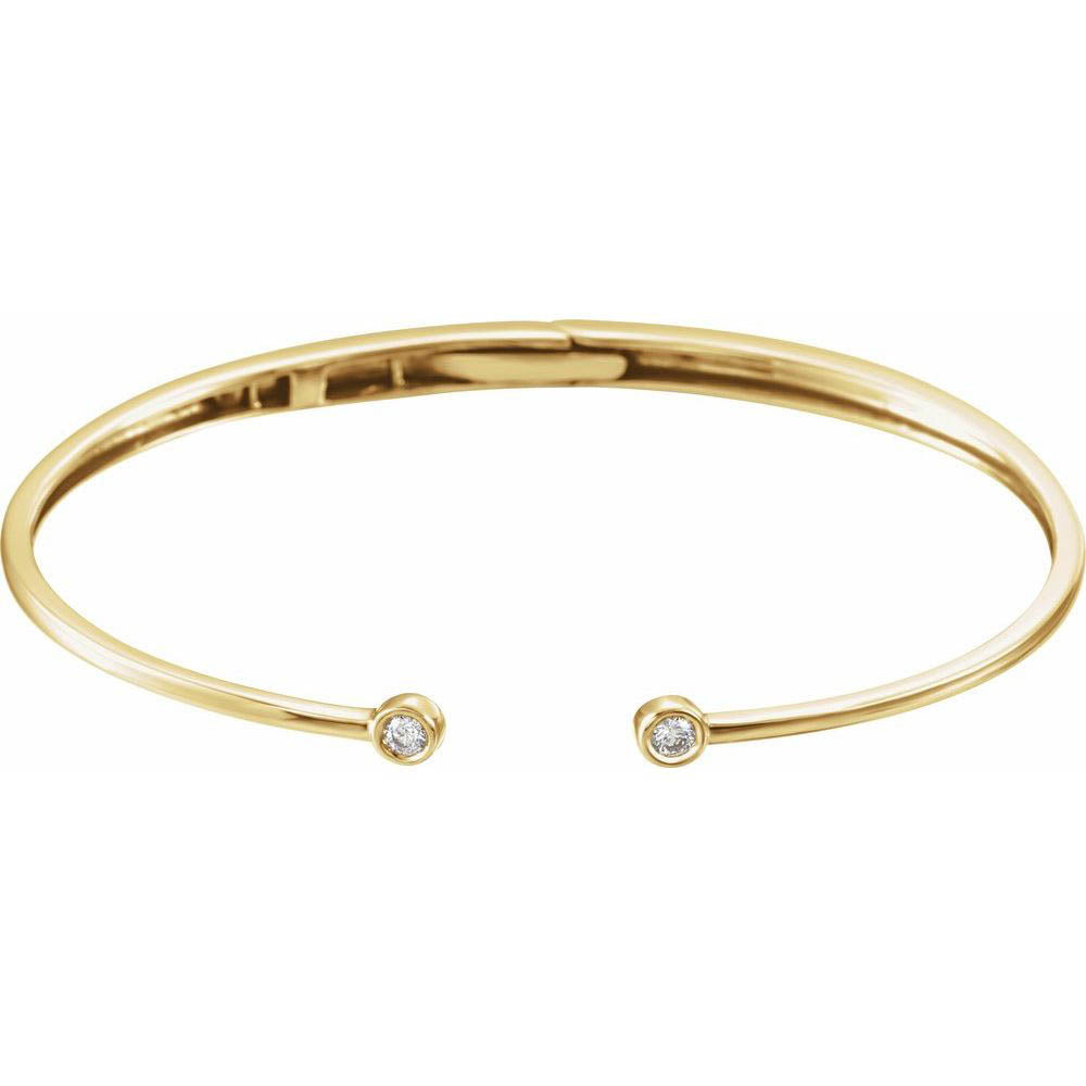 Alternate view of the 14k Yellow Gold 1/6 Ctw Diamond Hinged Cuff Bracelet, 7 Inch by The Black Bow Jewelry Co.