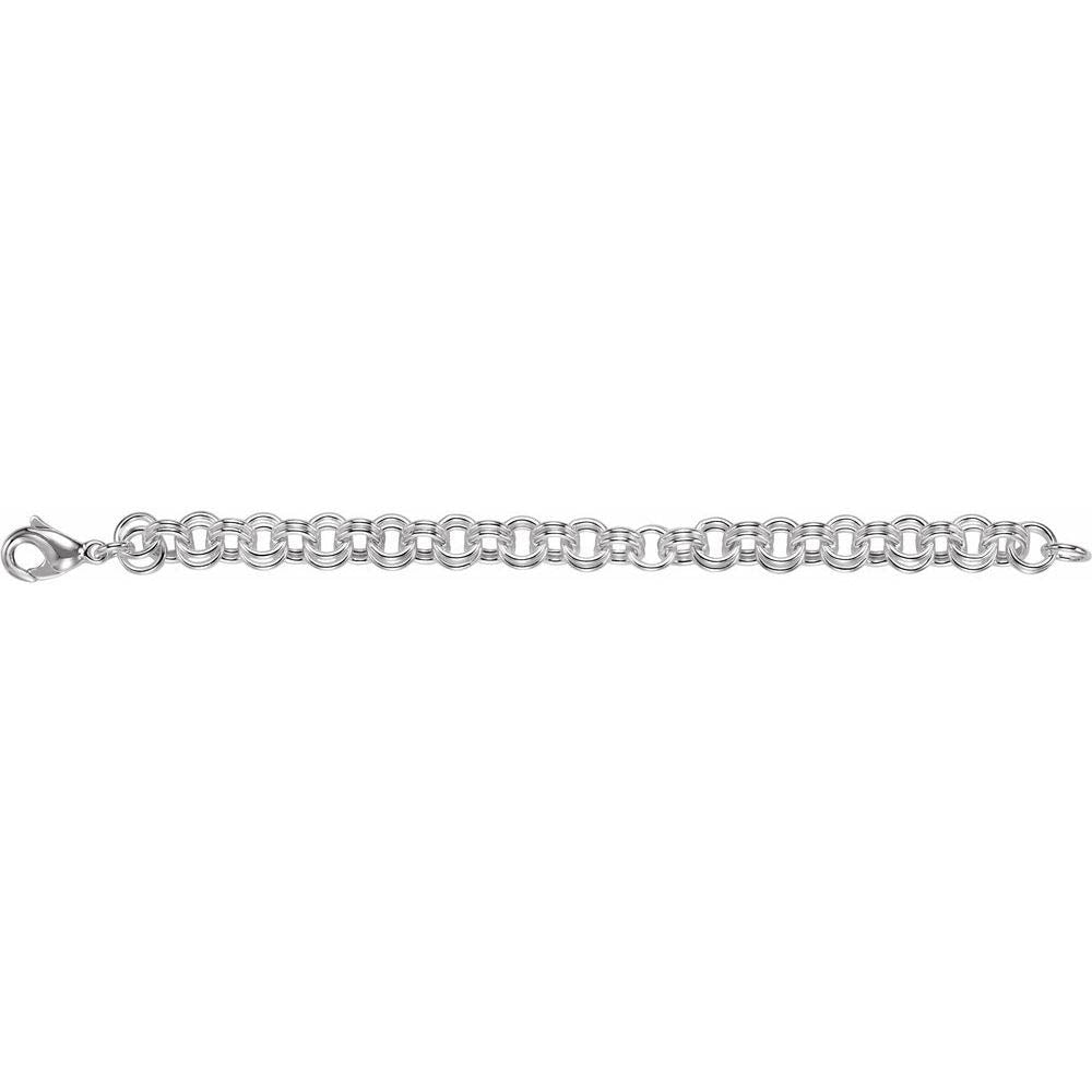Alternate view of the 9mm Sterling Silver Solid Double Cable Chain Charm Bracelet, 7.5 Inch by The Black Bow Jewelry Co.