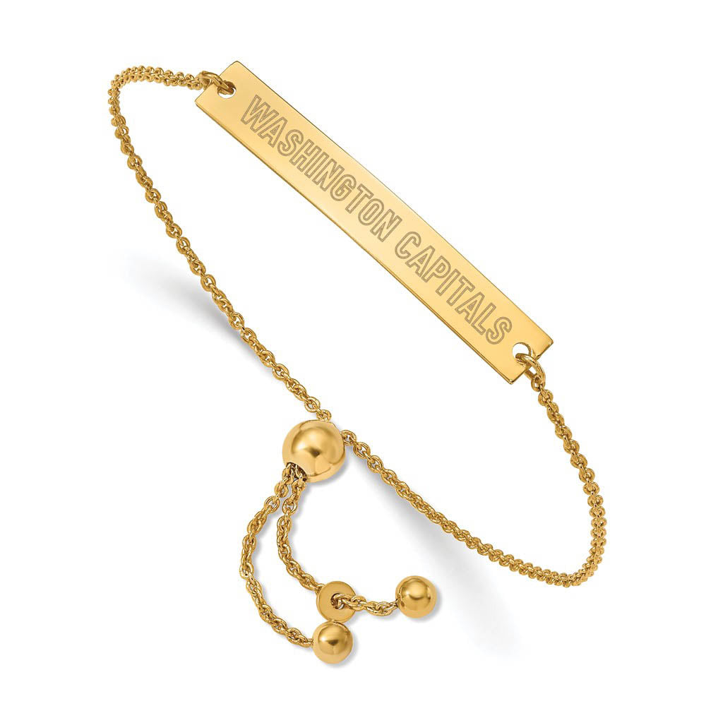 SS 14k Yellow Gold Plated NHL Washington Capitals SM Bar Adj. Bracelet, Item B15869 by The Black Bow Jewelry Co.