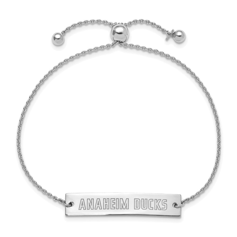 Alternate view of the Sterling Silver NHL Anaheim Ducks Small Bar Adj. Bracelet by The Black Bow Jewelry Co.