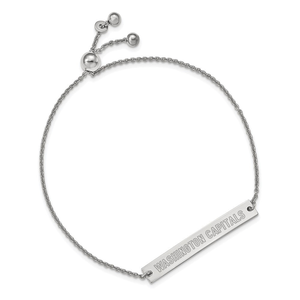 Alternate view of the Sterling Silver NHL Washington Capitals SM Bar Adj. Bracelet by The Black Bow Jewelry Co.