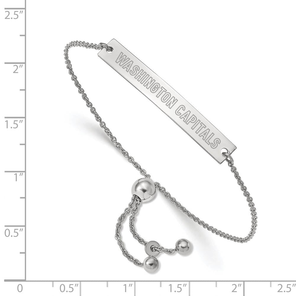 Alternate view of the Sterling Silver NHL Washington Capitals SM Bar Adj. Bracelet by The Black Bow Jewelry Co.