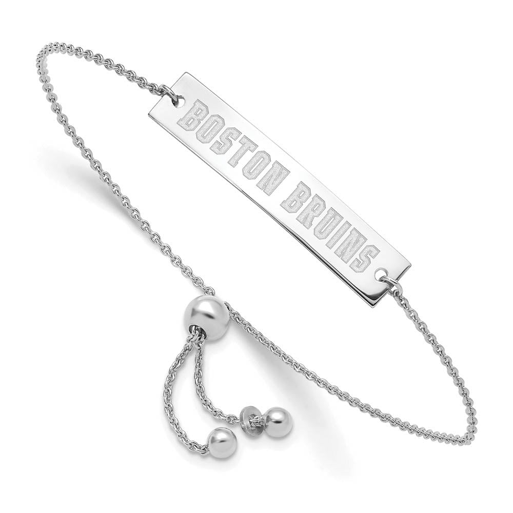 Sterling Silver NHL Boston Bruins Small Bar Adj. Bracelet, Item B15905 by The Black Bow Jewelry Co.