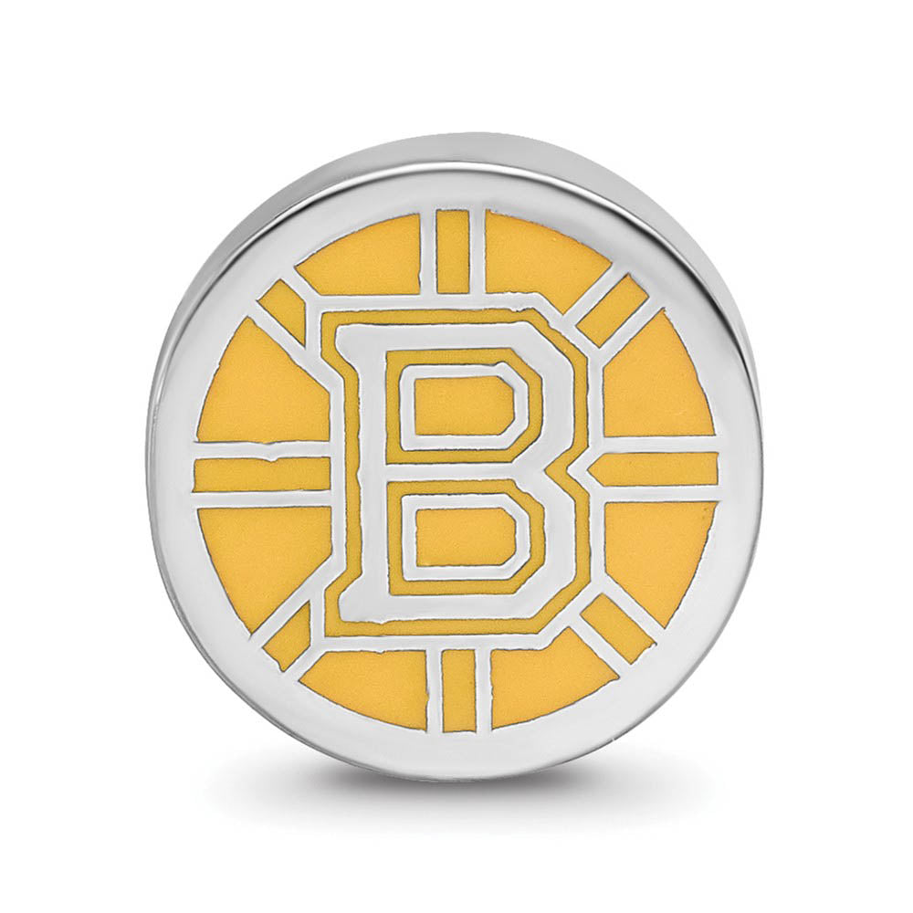 Alternate view of the Sterling Silver NHL Boston Bruins Enamel Bead Charm by The Black Bow Jewelry Co.