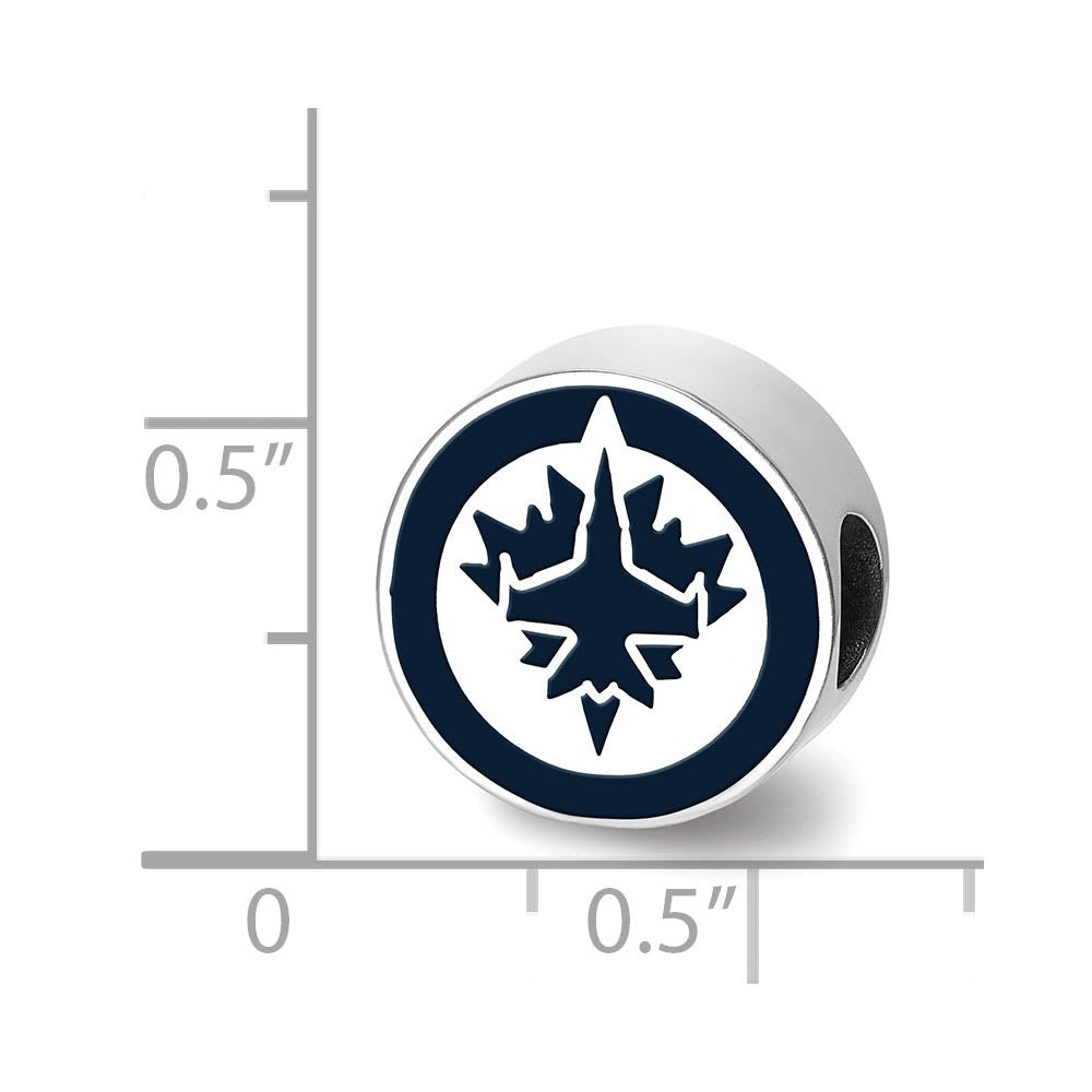 Alternate view of the Sterling Silver NHL Winnipeg Jets Enamel Bead Charm by The Black Bow Jewelry Co.