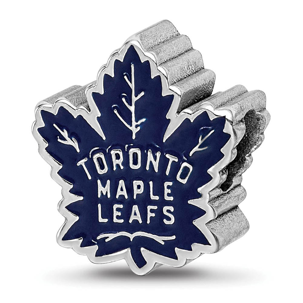 Sterling Silver NHL Toronto Maple Leafs Enamel Bead Charm, Item B18494 by The Black Bow Jewelry Co.