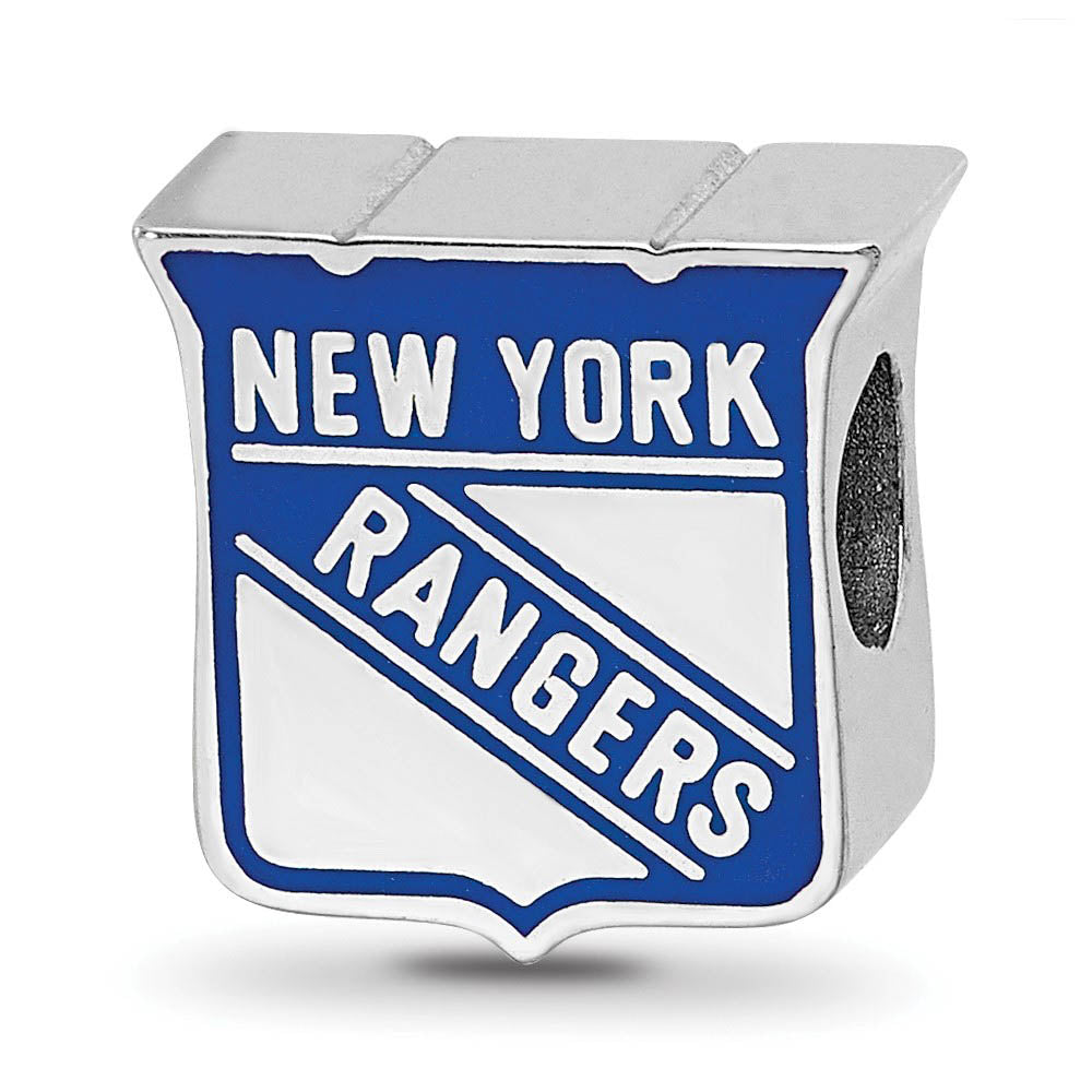 Sterling Silver NHL New York Rangers Enamel Bead Charm, Item B18497 by The Black Bow Jewelry Co.