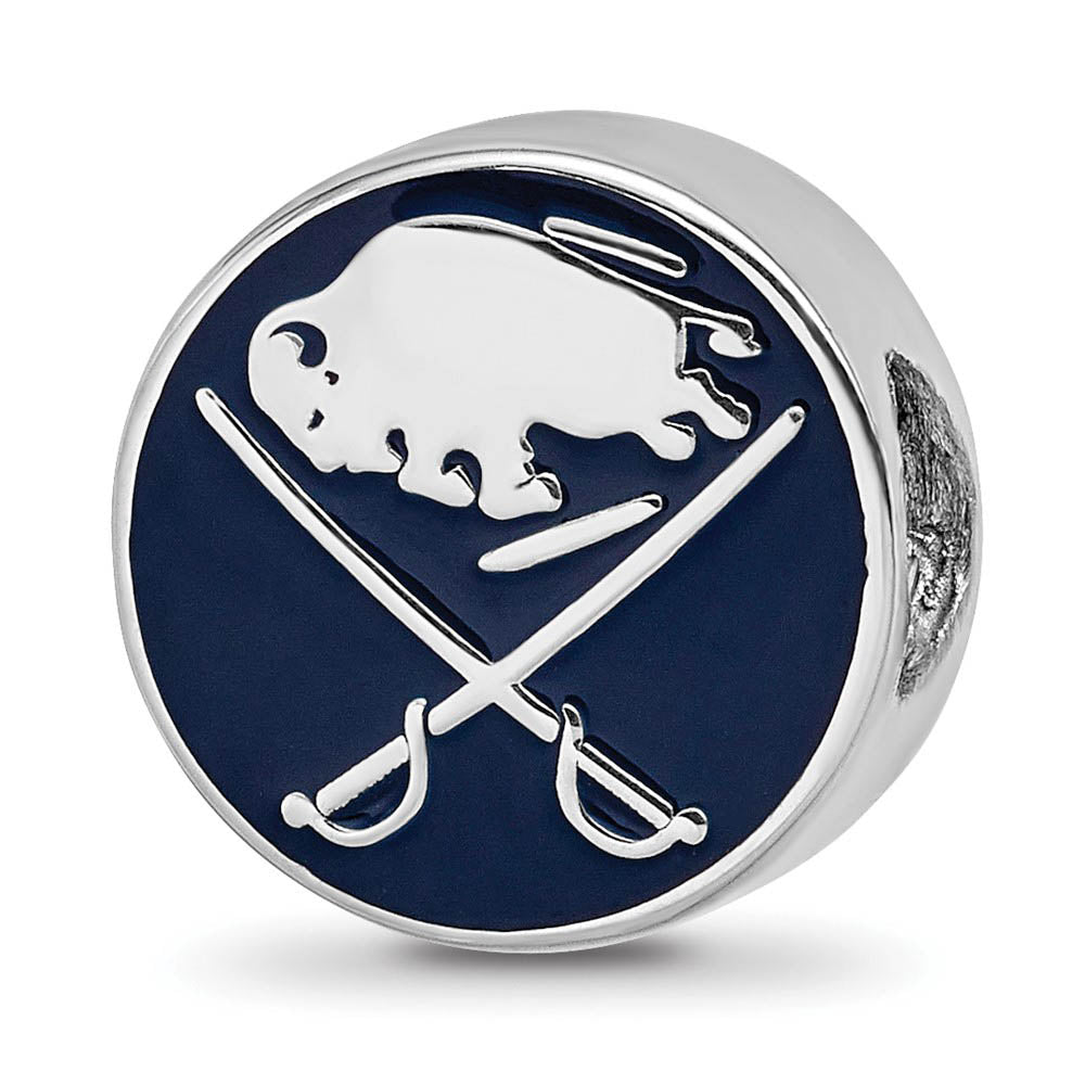 Sterling Silver NHL Buffalo Sabres Enamel Bead Charm, Item B18499 by The Black Bow Jewelry Co.