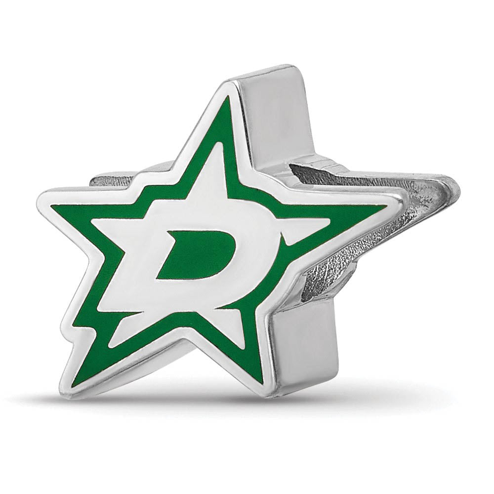 Sterling Silver NHL Dallas Stars Enamel Bead Charm, Item B18501 by The Black Bow Jewelry Co.