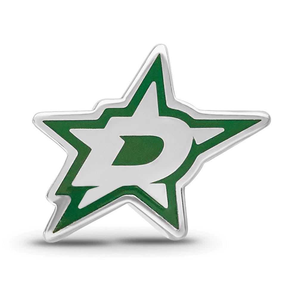 Alternate view of the Sterling Silver NHL Dallas Stars Enamel Bead Charm by The Black Bow Jewelry Co.