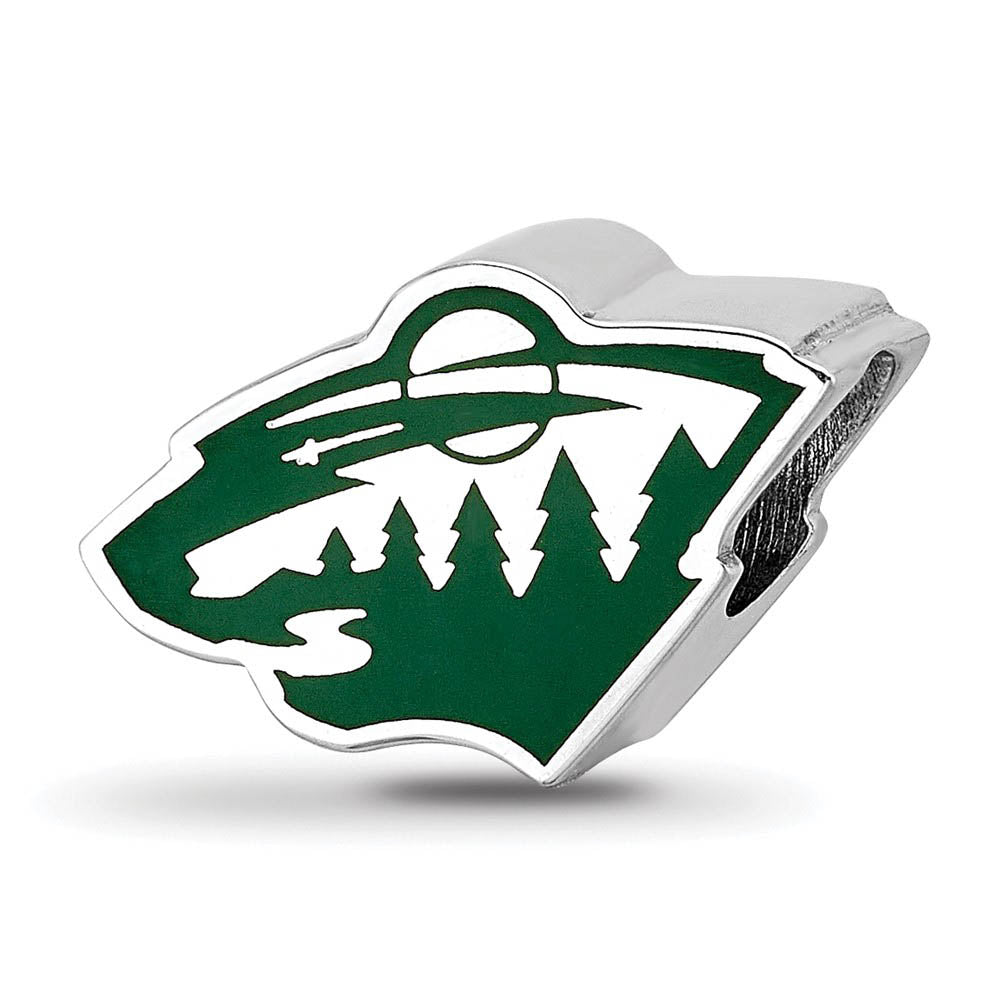 Sterling Silver NHL Minnesota Wild Enamel Bead Charm, Item B18502 by The Black Bow Jewelry Co.