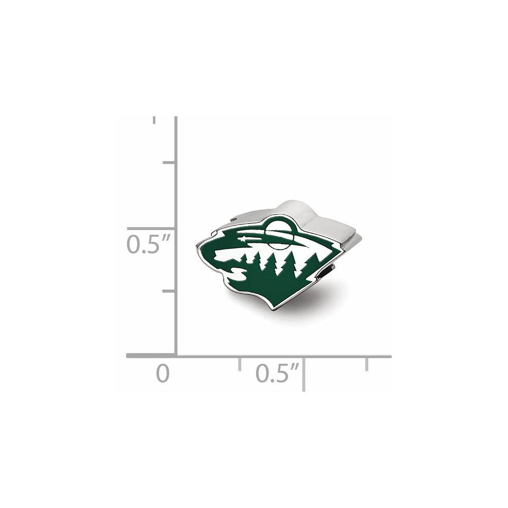 Alternate view of the Sterling Silver NHL Minnesota Wild Enamel Bead Charm by The Black Bow Jewelry Co.