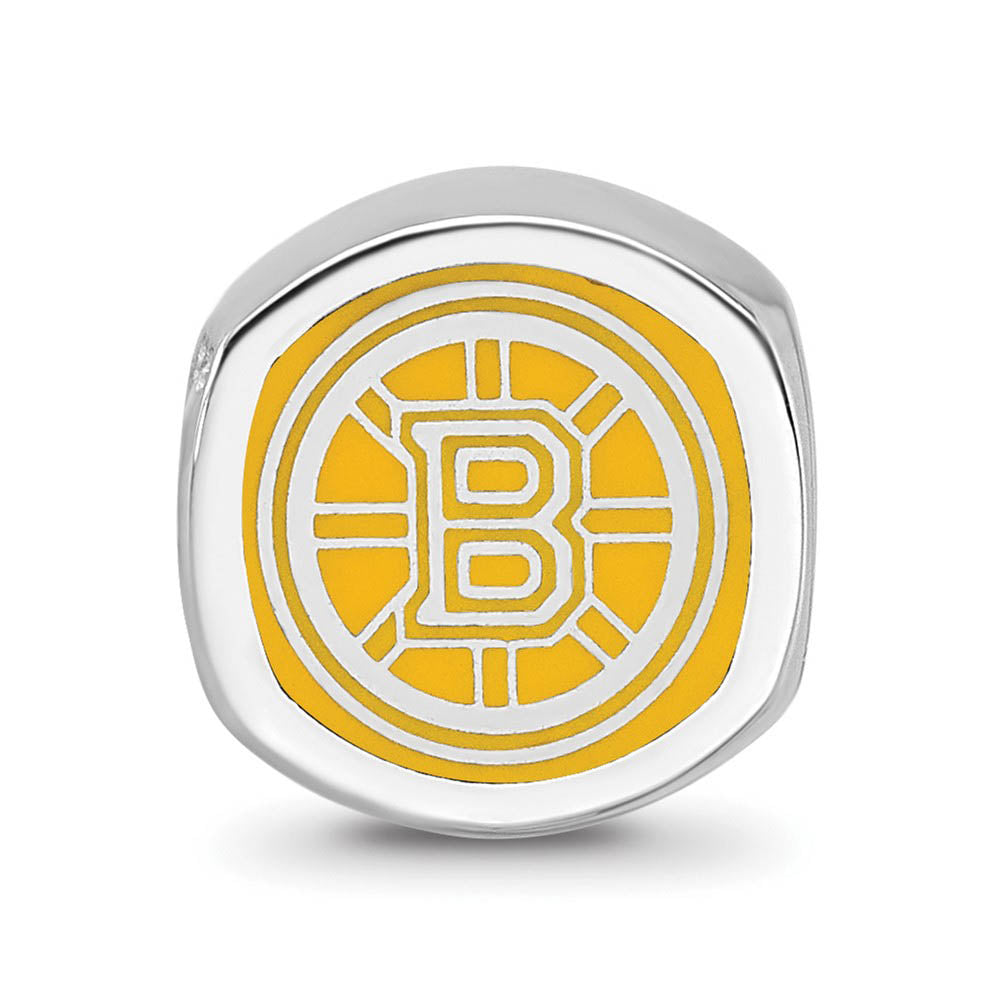 Alternate view of the Sterling Silver NHL Boston Bruins Cushion Enamel Bead Charm by The Black Bow Jewelry Co.