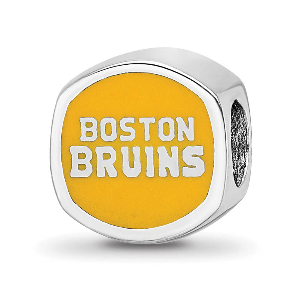 Alternate view of the Sterling Silver NHL Boston Bruins Cushion Enamel Bead Charm by The Black Bow Jewelry Co.