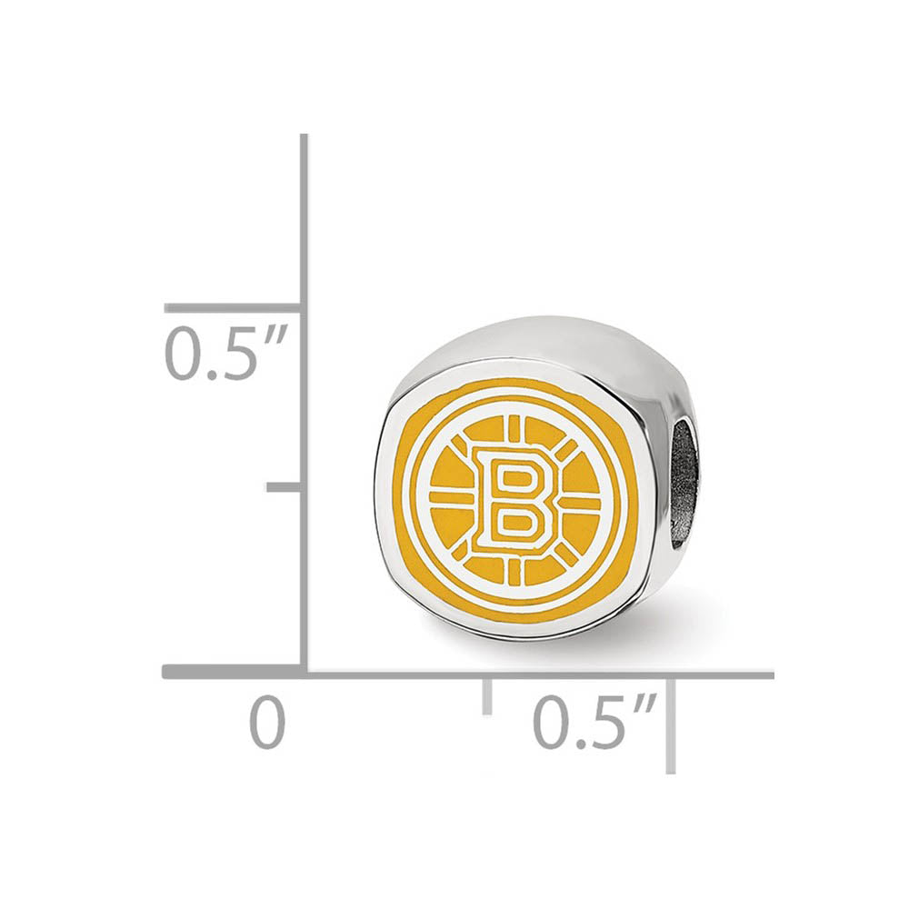 Alternate view of the Sterling Silver NHL Boston Bruins Cushion Enamel Bead Charm by The Black Bow Jewelry Co.
