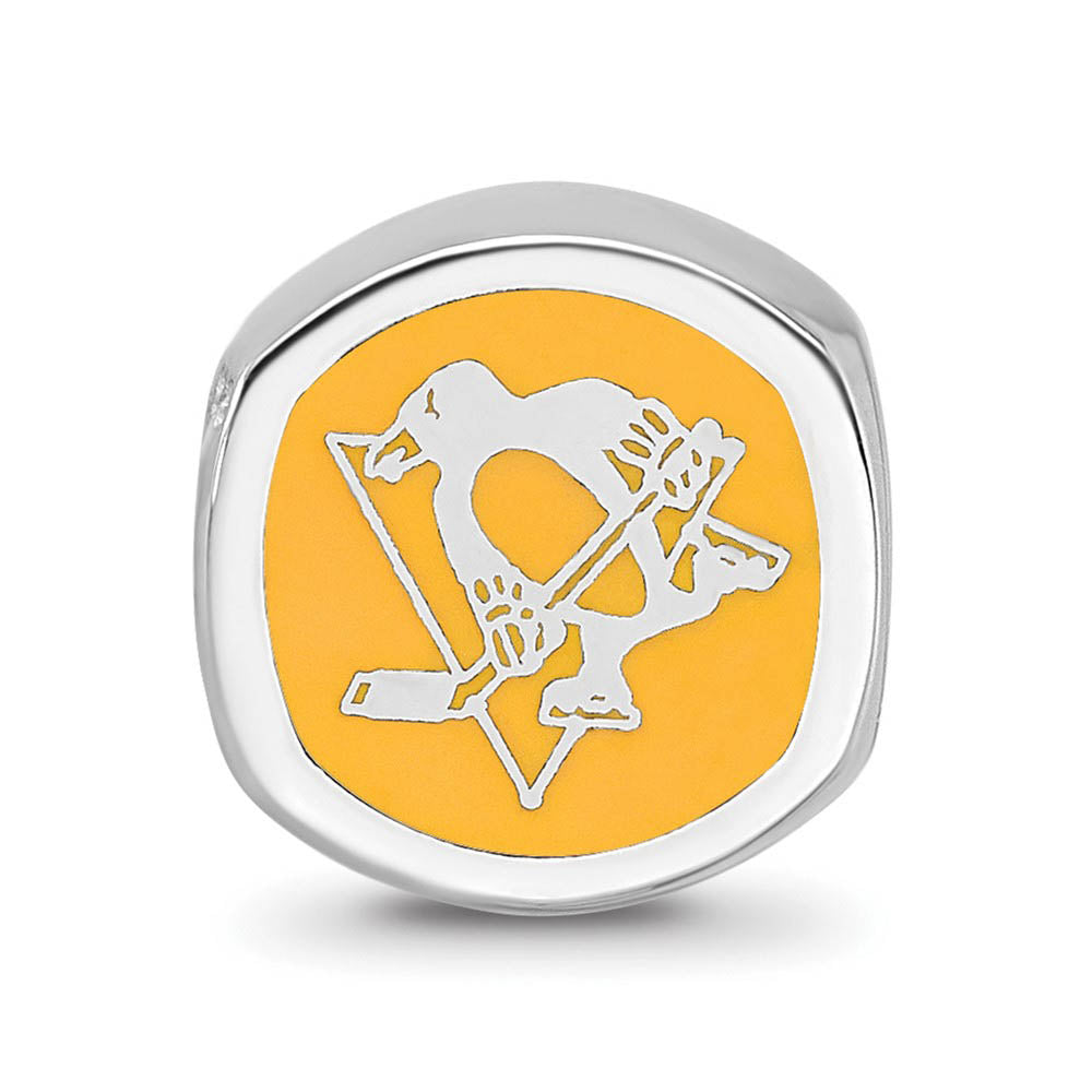 Alternate view of the Sterling Silver NHL Pittsburgh Penguins Cushion Enamel Bead by The Black Bow Jewelry Co.