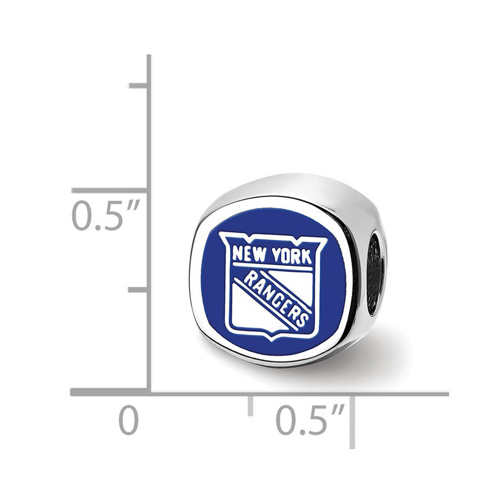 Alternate view of the Sterling Silver NHL New York Rangers Cushion Enamel Bead by The Black Bow Jewelry Co.