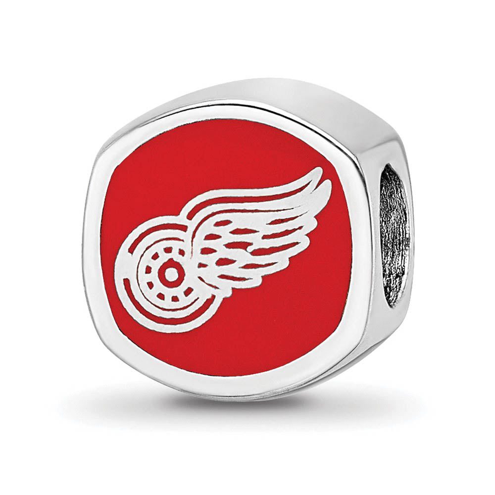 Sterling Silver NHL Detroit Red Wings Cushion Enamel Bead, Item B18509 by The Black Bow Jewelry Co.