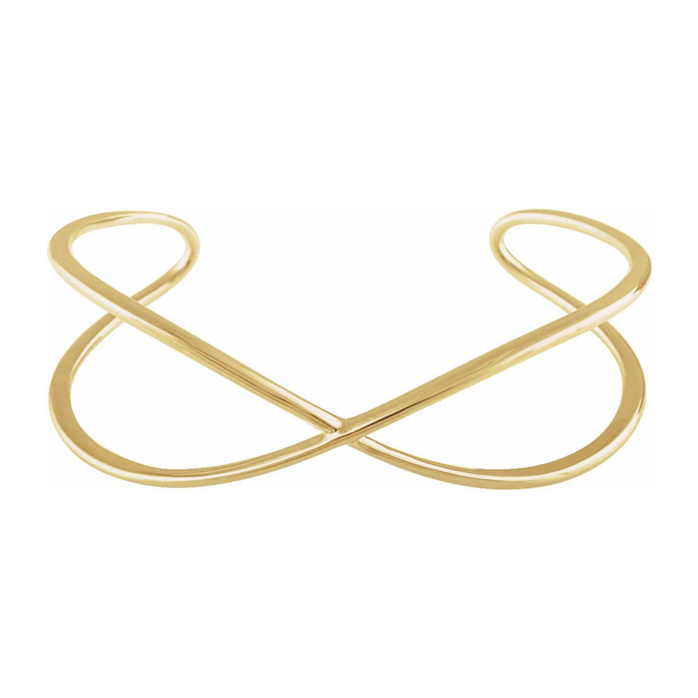 Alternate view of the 14K Yellow or White Gold Crisscross Cuff Bracelet, 7 Inch by The Black Bow Jewelry Co.