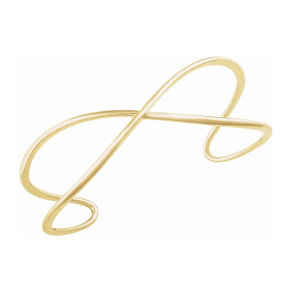 Alternate view of the 14K Yellow Gold Crisscross Cuff Bracelet, 7 Inch by The Black Bow Jewelry Co.