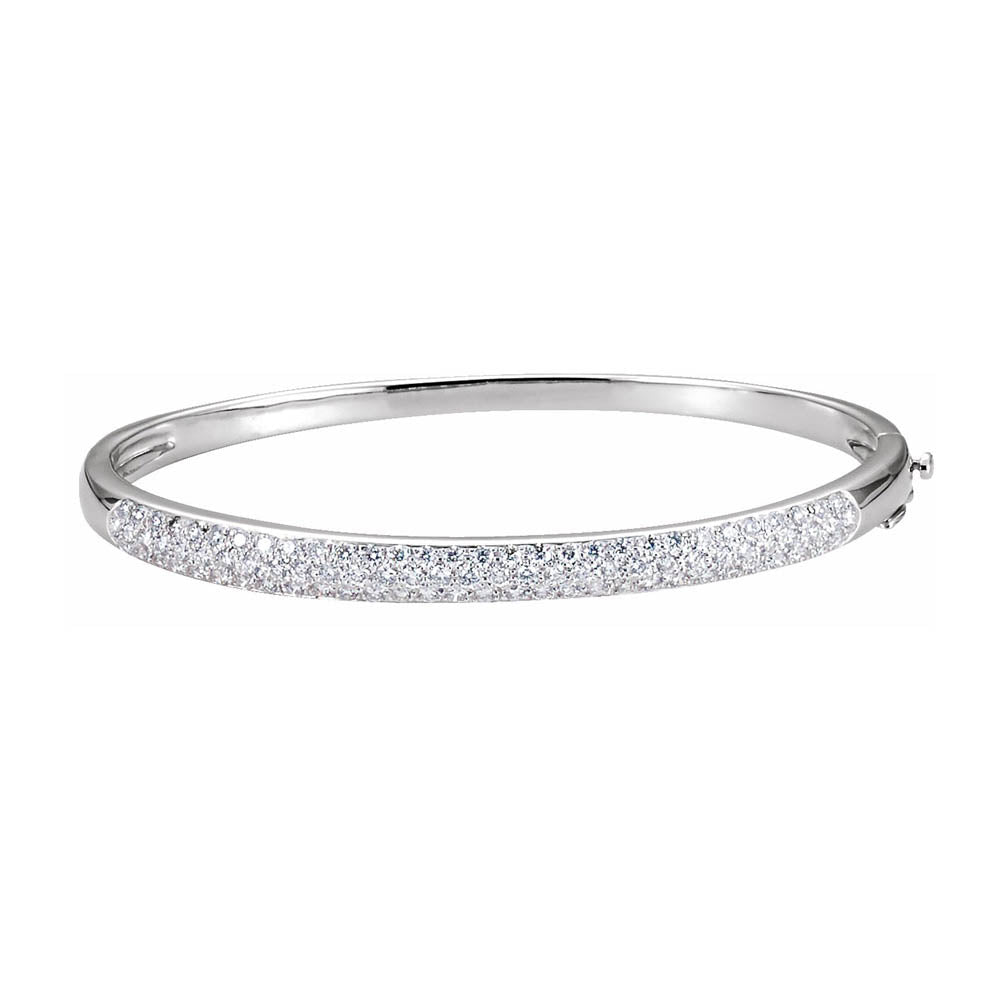 14K White Gold 1.5 CTW Diamond Hinged Bangle Bracelet, 7 Inch, Item B18544 by The Black Bow Jewelry Co.