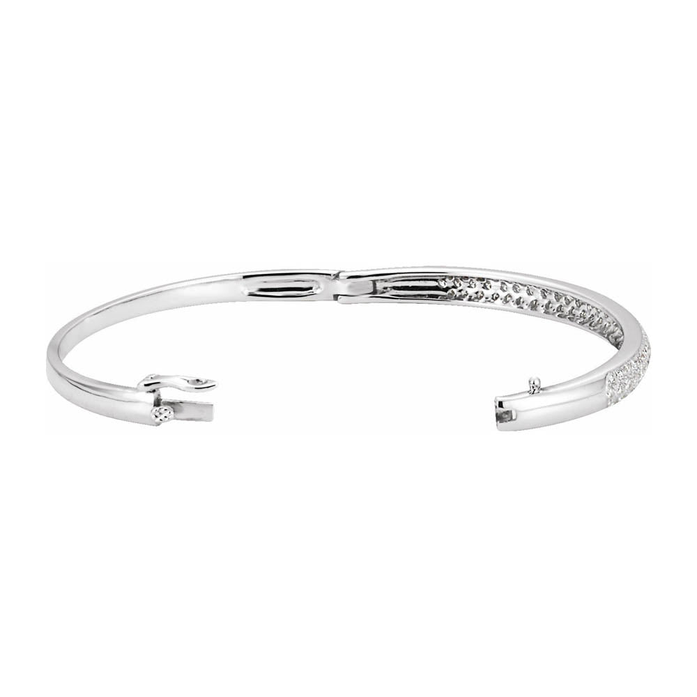 Alternate view of the 14K White Gold 1.5 CTW Diamond Hinged Bangle Bracelet, 7 Inch by The Black Bow Jewelry Co.