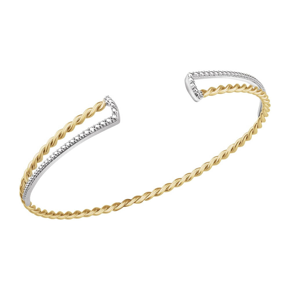 Alternate view of the 14K Yellow & White Gold Twisted Rope Cuff Bracelet, 7 Inch by The Black Bow Jewelry Co.
