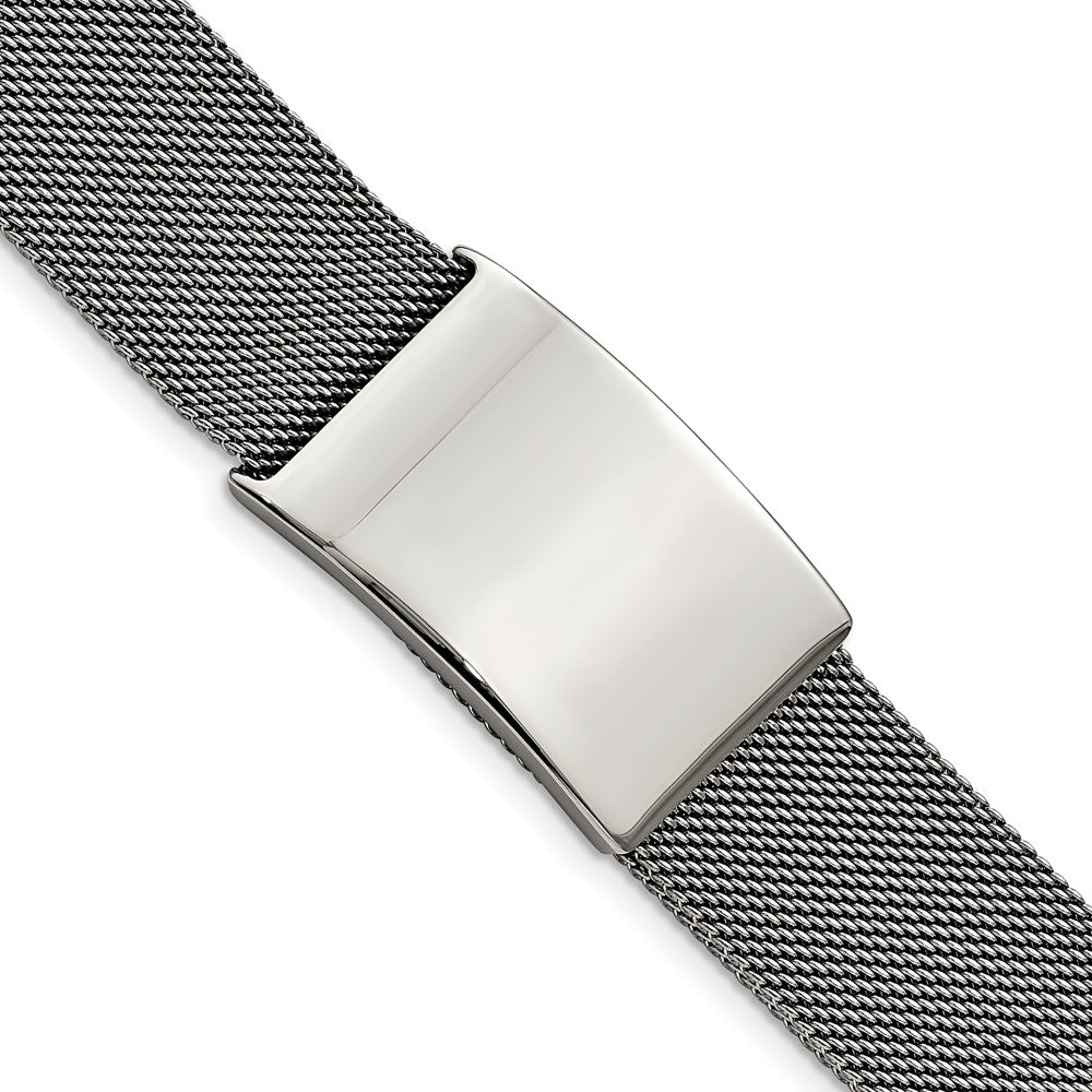 Alternate view of the 24mm Polished or Black Plated Steel Adj. Mesh I.D. Bracelet, 9.25 Inch by The Black Bow Jewelry Co.