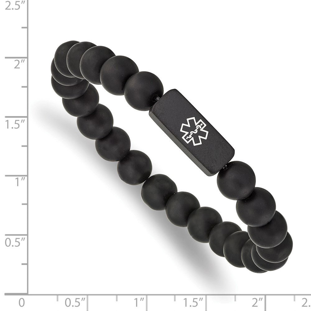 Alternate view of the 8.5mm BP Stainless Steel Agate Enamel Medical I.D. Stretch Bracelet by The Black Bow Jewelry Co.